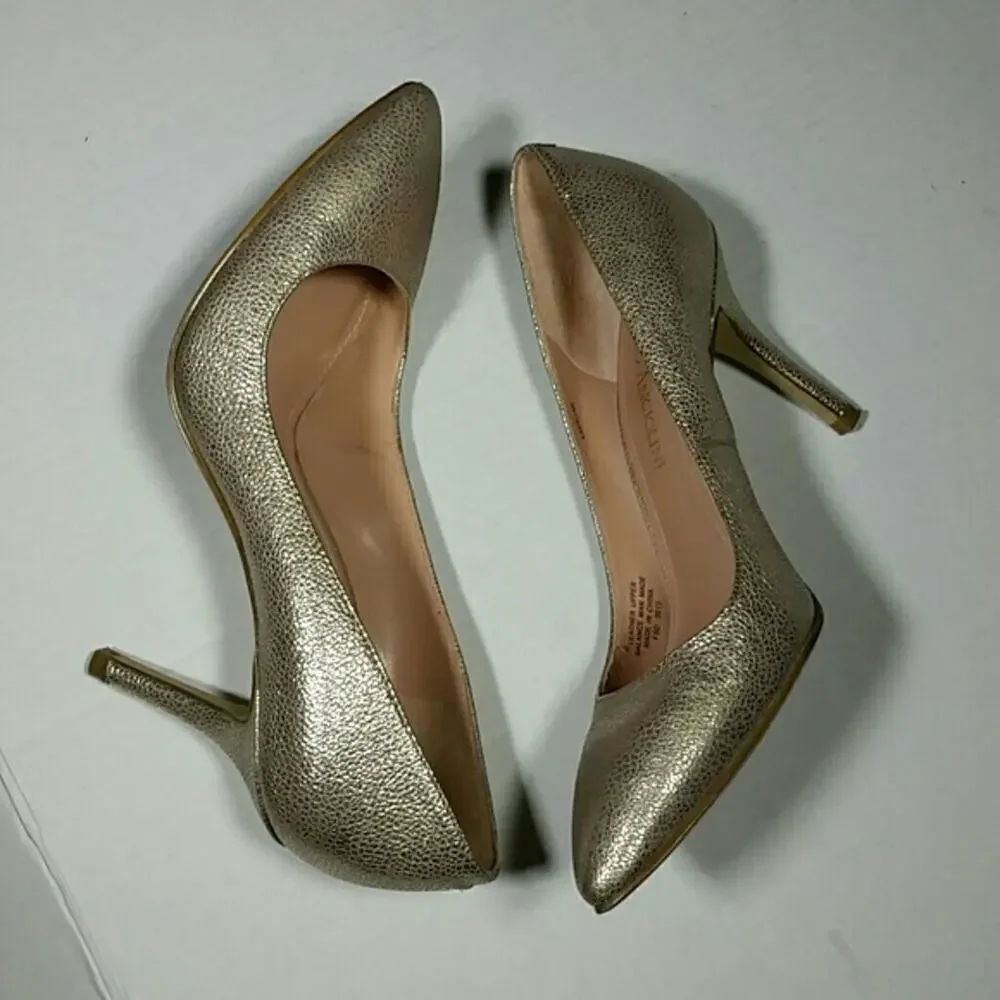 Enzo Angiolini Call Me gold leather grainy pumps heels sz 9M